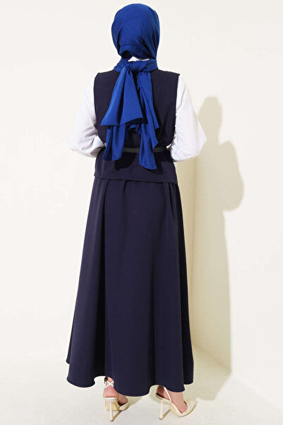 VOLT CLOTHİNG Kadın Çapraz Düğmeli Kemerli Etekli İkili Takım