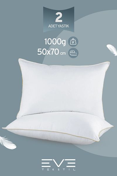 Eve Tekstil Pernă antialergică Gold Series cu fermoar 50x70cm 2 bucăți 1000 gr Nano Gel