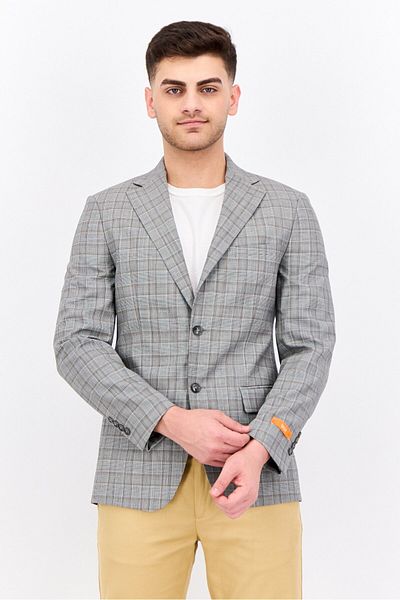 Tallia Men Regular Fit Plaid Blazer, Black