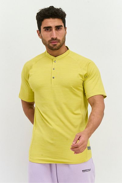 Puma Men Sportswear Fit Short Sleeve Golf Henley T-Shirts, Bamboo Yellow
