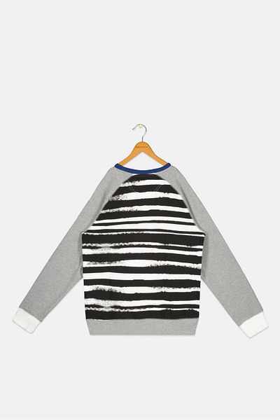 converse Kids Boy Round Neck Long Sleeves Stripe Sweatshirt, Grey