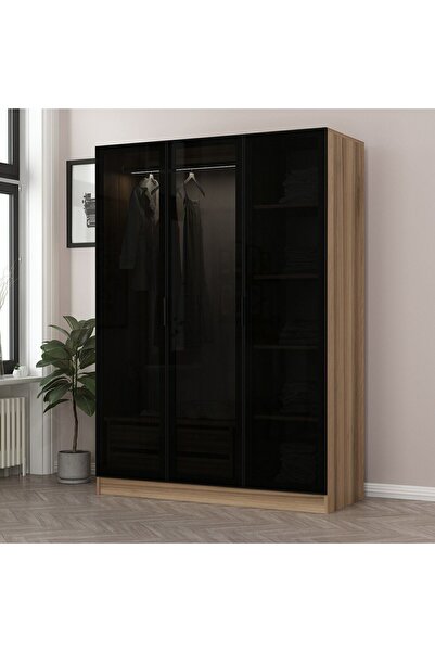 Minar Kale 190 3 Füme Cam Kapaklı 2Ç Dolap Dore Füme Cam