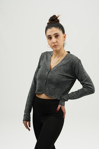 Sora Wear Gray Lurex Women's Cardigan