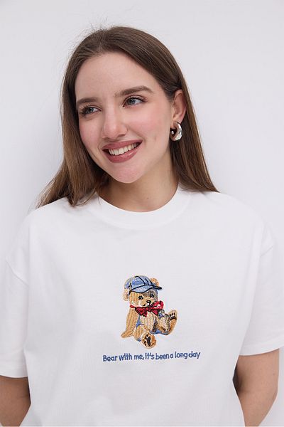 Addax Teddy Bear Embroidered T-Shirt P10405