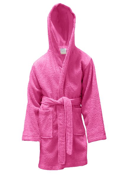 Lucy and Home 100% Cotton Hooded Bukle Children's Bathrobe, Pink