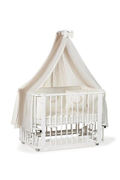 EGEBABY Beyaz Ahşap 4in1 Beşik Takım 70 X 110 Anne Yanı, Karyola, Oyun Parkı,...