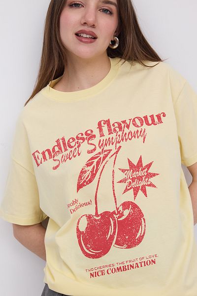 Addax Tricou cu imprimeu cireșe, Model: P10382