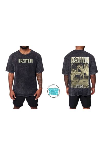 RİSE Tricou Led Zeppelin lavabil supradimensionat