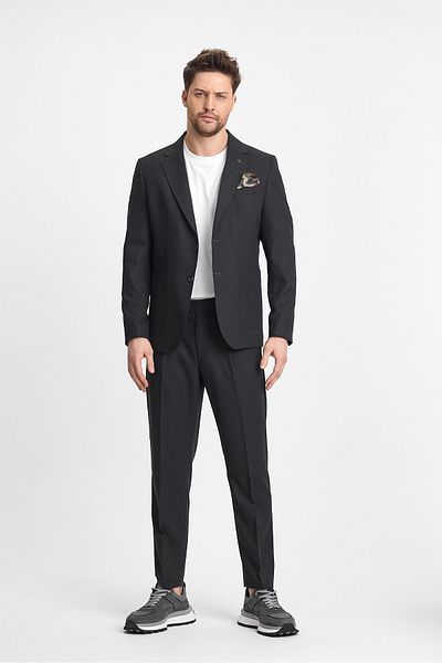 Frappoli Venus Men's Dark Gray 4 Season Comfortable Fabric Slim Fit Half Lining Jacket 2-Piece Suit