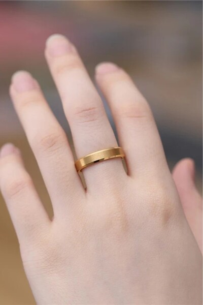 Takı Dükkanı 4mm Angular Matte Flat Model Unisex Men Women Steel Wedding Band Ring Cl40