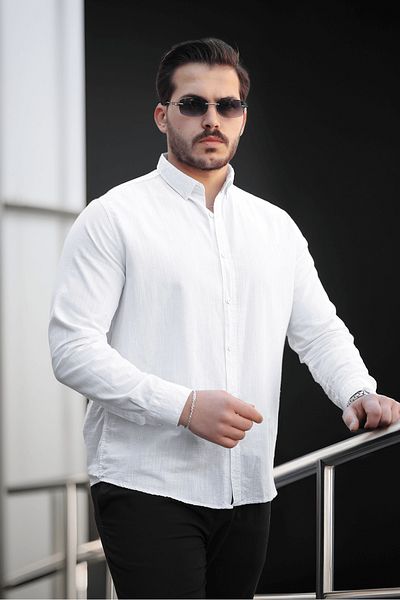 Valiberta قميص يورك كتان أبيض للرجال