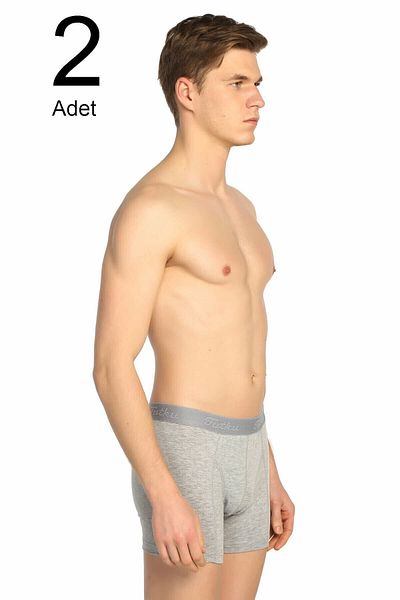 ENTAHA Tutku Ανδρικά Γκρι Μπόξερ 2 Τεμάχια, Lycra Elf568t0114ccm2 Πακέτο