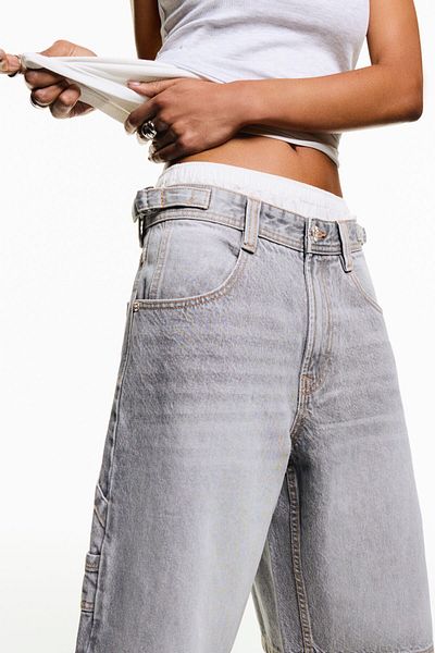Bershka Balloon fit denim Bermuda shorts