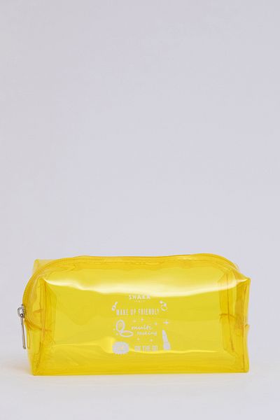 SHAKA Yellow Shk104 Rectangular Transparent PVC Multi-Purpose Travel & Makeup Bag L:8 E:19 W:8 cm