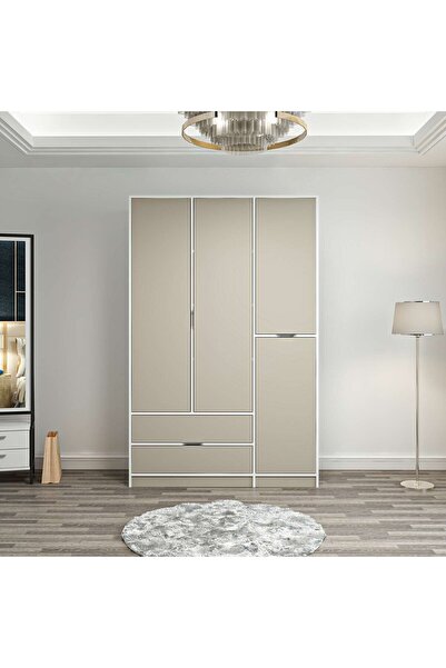 Minar Elina 3 Kapaklı Dolap Beyaz Kumtaşı