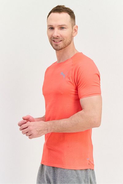 Puma Men Sportswear Fit Short Sleeve Outdoor T Shirt, Coral