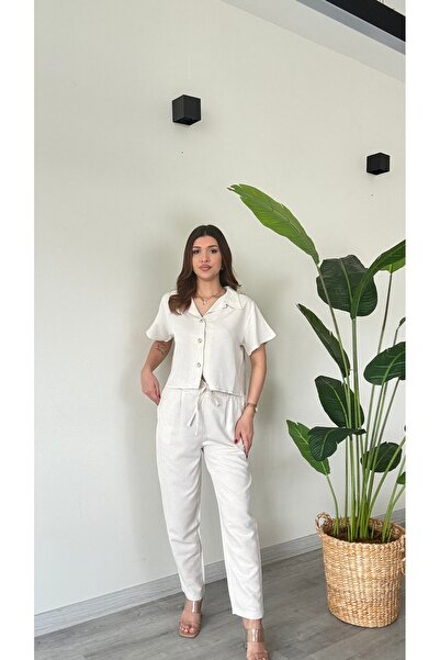 modadagiyim Жіночі богемні лляні штани-сорочка 2 шт.