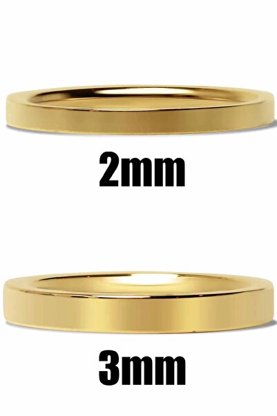 Takı Dükkanı 2mm İnce Parlak Düz Model Erkek Kadın Çelik Alyans Yüzük cl41