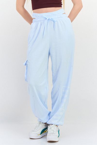Puma Women Oversized Brand Logo Outdoor Sweatpant, Light Blue