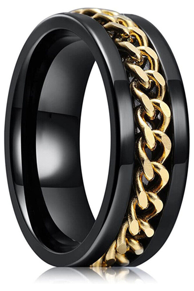 Takı Dükkanı Ortası Dönebilen Zincirli Erkek Kadın Anti-stres Çelik Alyans Yü...