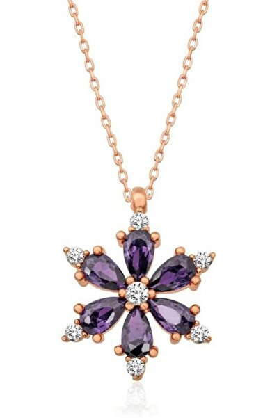 Takı Dükkanı قلادة نسائية من حجر زهرة اللوتس الأرجواني bbb22k