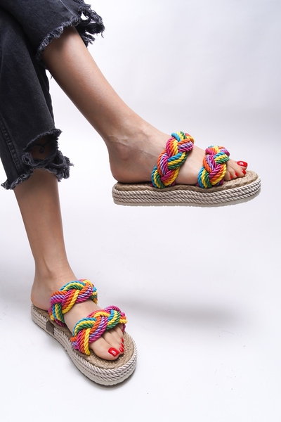 Riccon Elystala - White-Rainbow Belt Slippers Model: 0012103