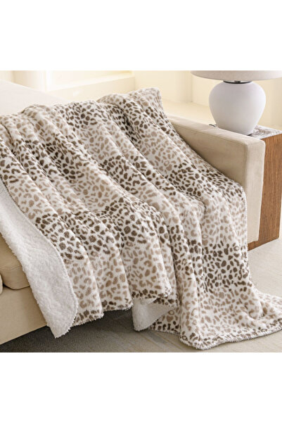 Mezoe Leopard Print Soft and Luxurious Mink Sherpa Blanket King