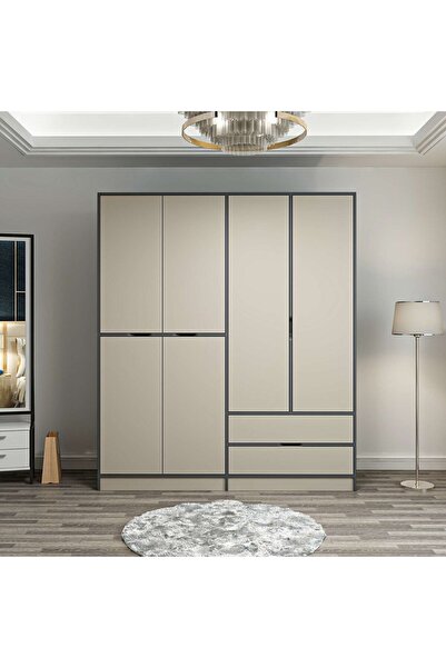 Minar Elina 4 Kapaklı Dolap Antrasit Kumtaşı