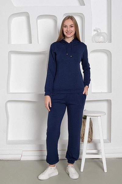 Miss Merveille Set trening cu glugă pentru femei - țesătură modal Lycra bleumarin 2826UKL