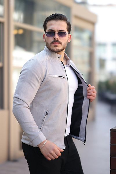 ByTrend Εποχιακό παλτό με φερμουάρ στο στήθος Judge Collar Suede Pldp 2904