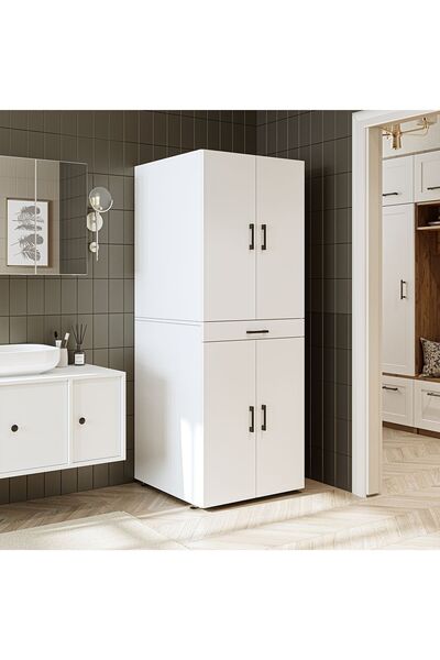 ROOMART Banyo Dolabı Kapaklı Çamaşır Ve Kurutma Makinesi Dolabı 70x185 cm