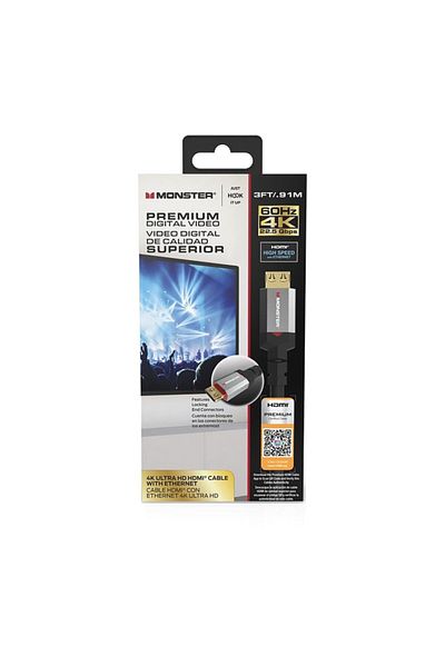 Monster Jhiu 4K Ultra HD HDMI Cable with Ethernet 3ft