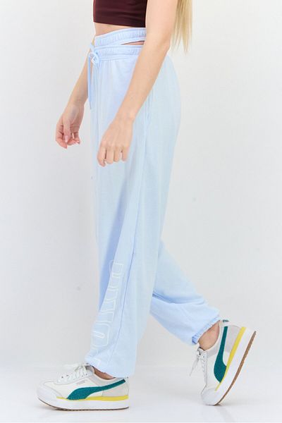 Puma Women Oversized Brand Logo Outdoor Sweatpant, Light Blue