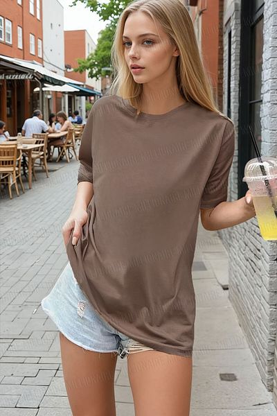 Teenage Millionaire Γυναικείο μπλουζάκι Salas σε καφέ Basic μονόχρωμο χωρίς στάμπα