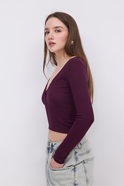 Addax Μπλουζάκι Modal με κουμπωτό γιακά B13847