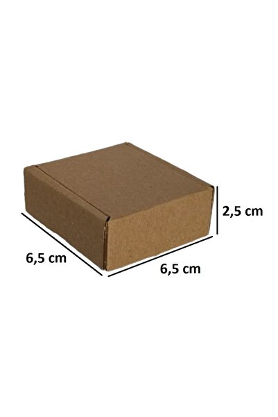 Genel Markalar 6,5x6,5x2,5 cm Kilitli Kapaklı Kraft E-Ticaret Kutusu - 25 Adet