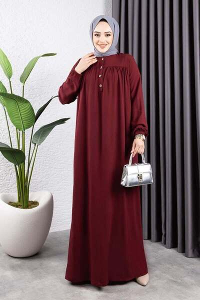 ORCHID Yarım Düğmeli Viskon Elbise