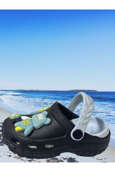 McDark Girl's and Boy's Black Blue Beach Sea Slippers Sandals