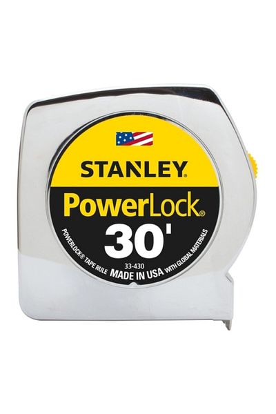 Stanley Corrosion-Resistant Chrome Case Pocket Measuring Tape 10ft x 1/4inch
