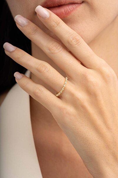 Sümer Telkari Taşlı Toplu Altın Kaplama Gümüş İnce Yüzük 5959