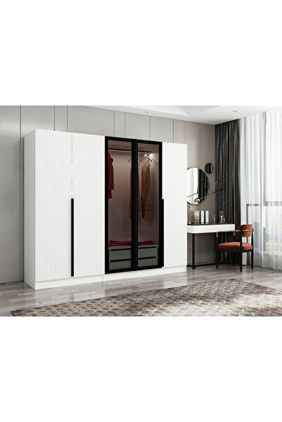 Minar Kale Plus190 5 Mebran Kapaklı 2Ç Dolap Beyaz Mebran Füme Cam