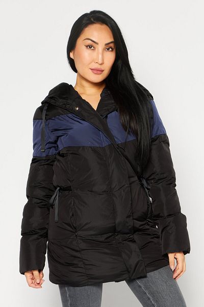 ONE STEP Women Hooded Long Sleeve Puffer Jacket, Black