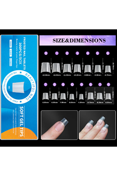Beauty Box 300'lü Soft Gel Tips Profesyonel Nail Art Hızlı Tırnak Uzatma Tırn...