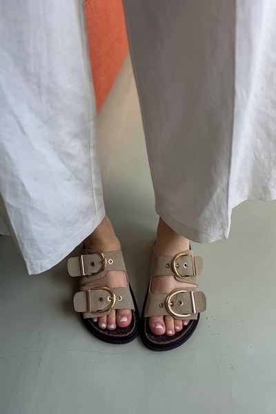 SHOEBELLAS Boris Mink Women's Slippers with Double Buckle Detail