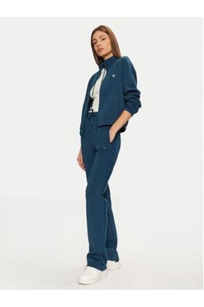 Guess Jeans Γυναικείο μπλε φούτερ με λογότυπο στο πλάι τζιν Guess