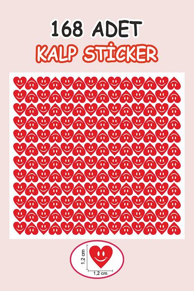 Piksel Grafik Smiling Heart Sticker for Teachers 1 Sheet 168 Pieces 1.2cm Size