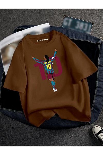 BENROMA 1 προϊόν δώρο για αγορές 6 και άνω Oversize Football Player Printed Unisex Tisort Printed
