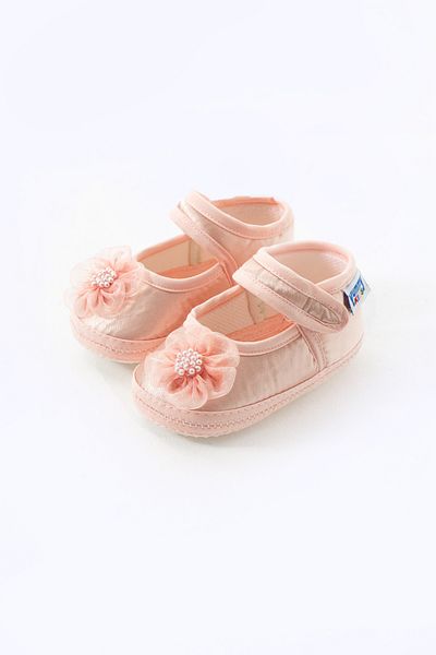 yummy kids Non-Slip Sole Velcro Floral Satin First Step Baby Booties