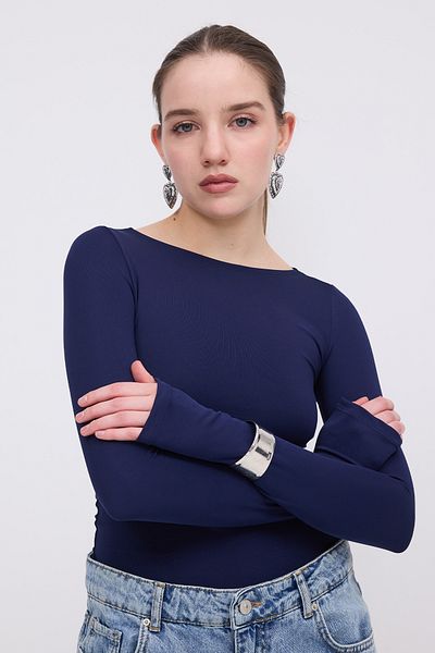 Addax Crew Neck Long Sleeve Basic Blouse B0252-J2