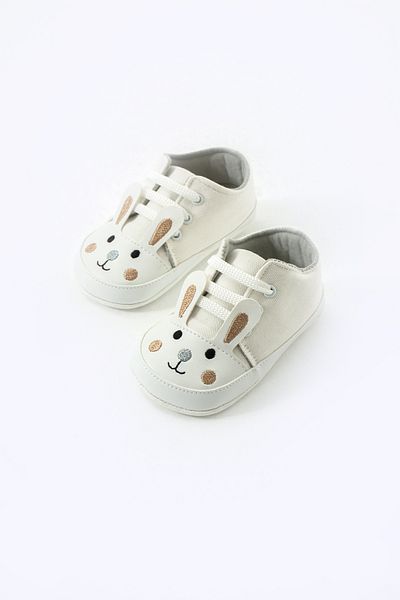 yummy kids First Step Lace-Up Rabbit Embroidered Non-Slip Sole Baby Booties